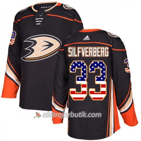 Män Ishockey Anaheim Ducks Tröja Jakob Silfverberg 33 Adidas 2017-2018 Svart USA Flag Fashion Authentic